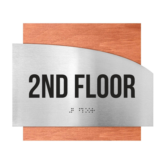 Floor Signs Steel Sign for 2nd Floor - "Wave" Design