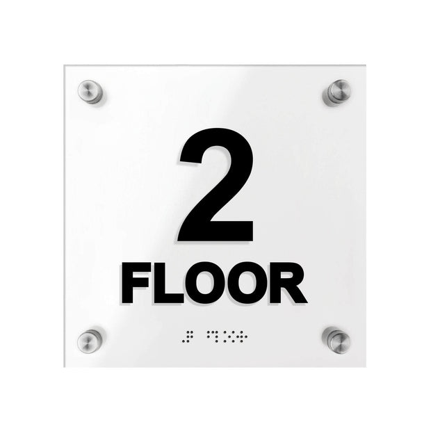 Floor Signs Acrylic 2nd Floor Sign with Braille - "Classic" Design