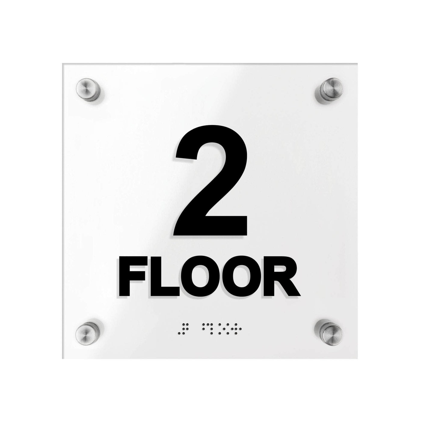 2nd Signage 2nd Floor Sign: Acrylic Door Plate with Braille —