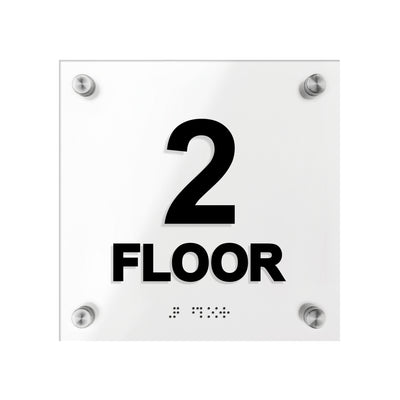 Floor Signs - Acrylic 2nd Floor Sign With Braille - "Classic" Design