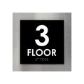 Floor Signs Sign for 3rd Floor - Interior Stainless Steel Sign - "Modern" Design - Photo #1