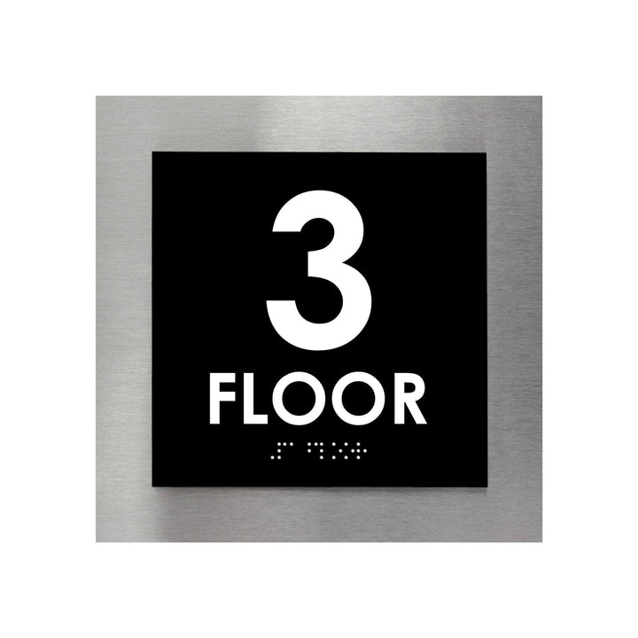 Floor Signs Sign for 3rd Floor - Interior Stainless Steel Sign - "Modern" Design