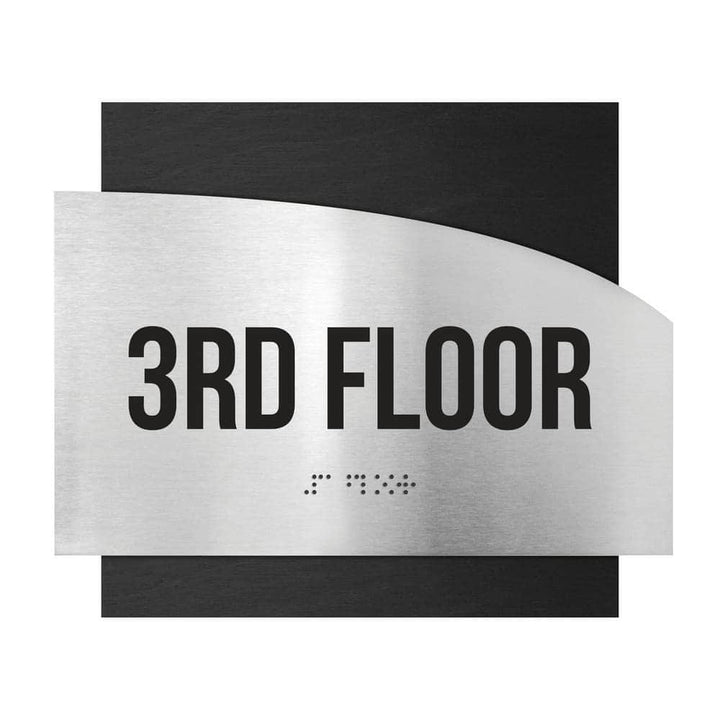 Floor Signs Steel Sign for 3rd Floor - "Wave" Design