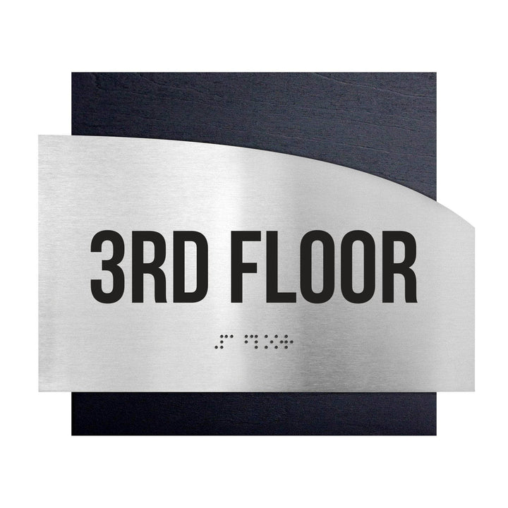 Floor Signs Steel Sign for 3rd Floor - "Wave" Design