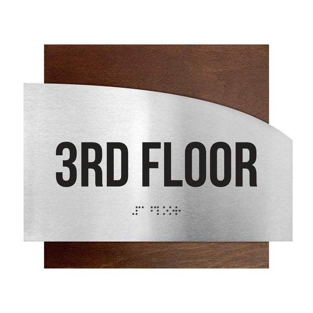 Floor Signs Steel Sign for 3rd Floor - "Wave" Design