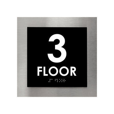Floor Signs - Sign For 3rd Floor - Interior Stainless Steel Sign - "Modern" Design