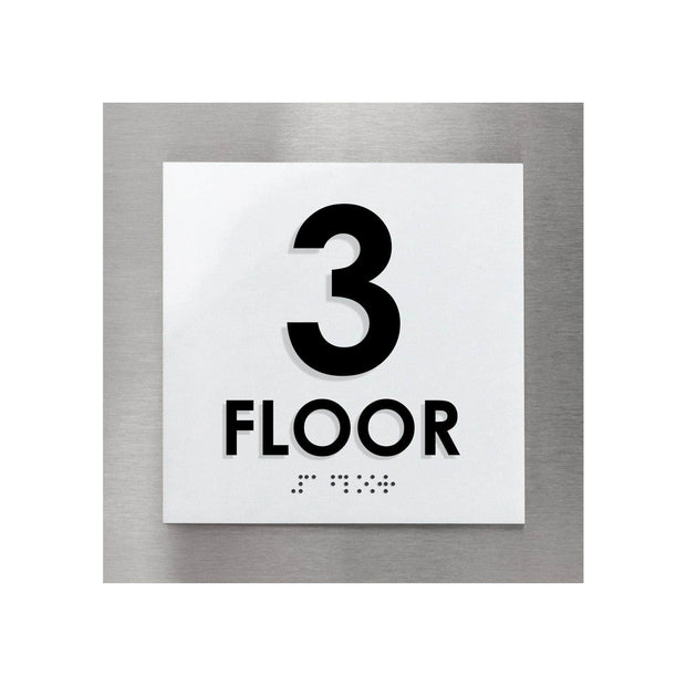 Floor Signs Sign for 3rd Floor - Interior Stainless Steel Sign - "Modern" Design