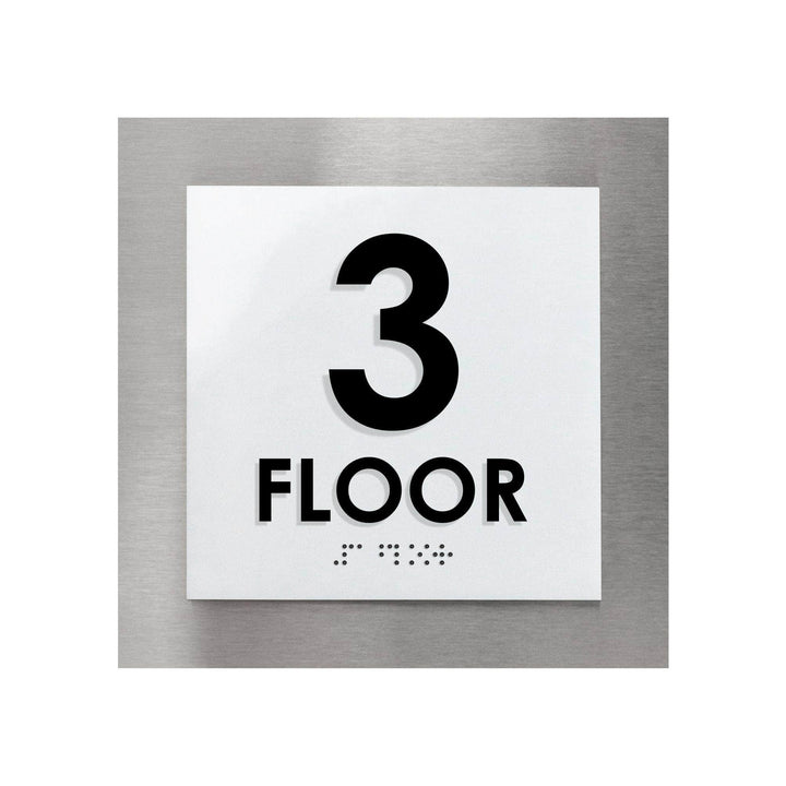 Floor Signs Sign for 3rd Floor - Interior Stainless Steel Sign - "Modern" Design