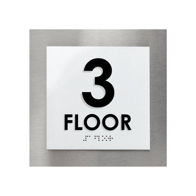 Floor Signs - Sign For 3rd Floor - Interior Stainless Steel Sign - "Modern" Design