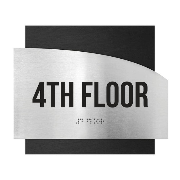 Floor Signs Steel Sign for 4th Floor - "Wave" Design