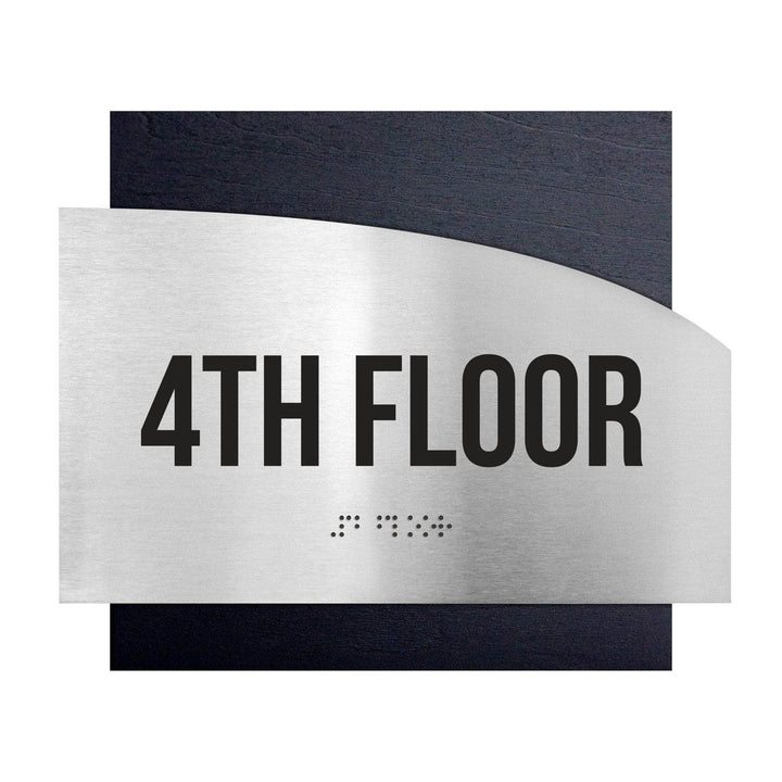 Floor Signs Steel Sign for 4th Floor - "Wave" Design