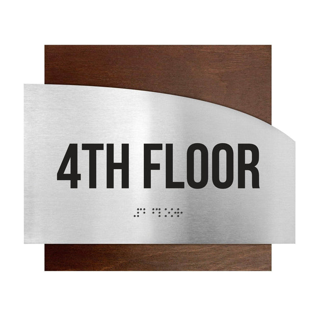 Floor Signs Steel Sign for 4th Floor - "Wave" Design