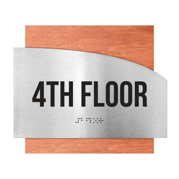 Floor Signs Steel Sign for 4th Floor - "Wave" Design