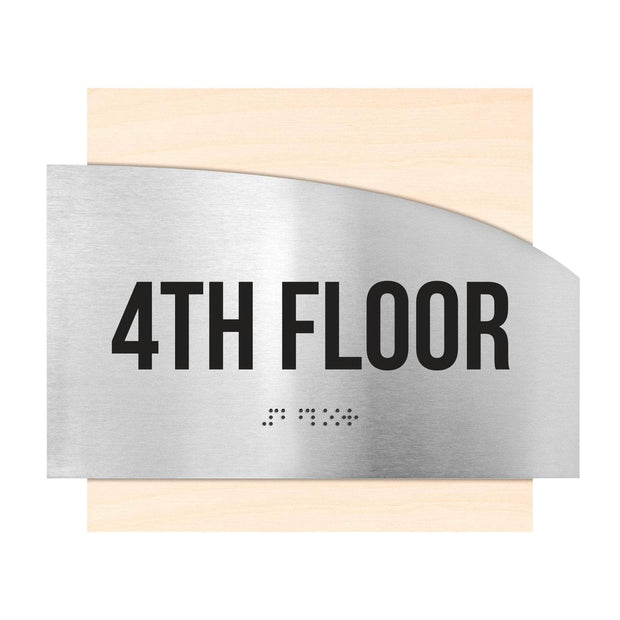 Floor Signs Steel Sign for 4th Floor - "Wave" Design