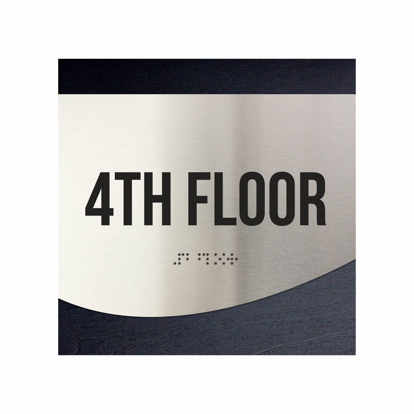 Floor Signs - Sign For 4th Floor - Stainless Steel & Wood  - "Jure" Design
