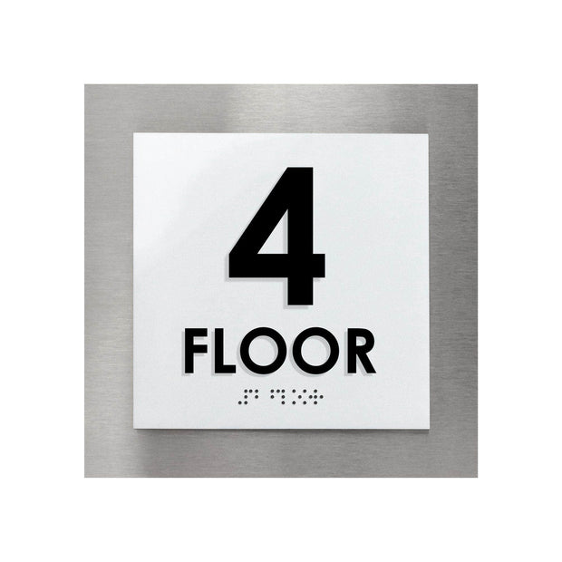 Floor Signs Sign for 4th Floor - Interior Stainless Steel Sign - "Modern" Design