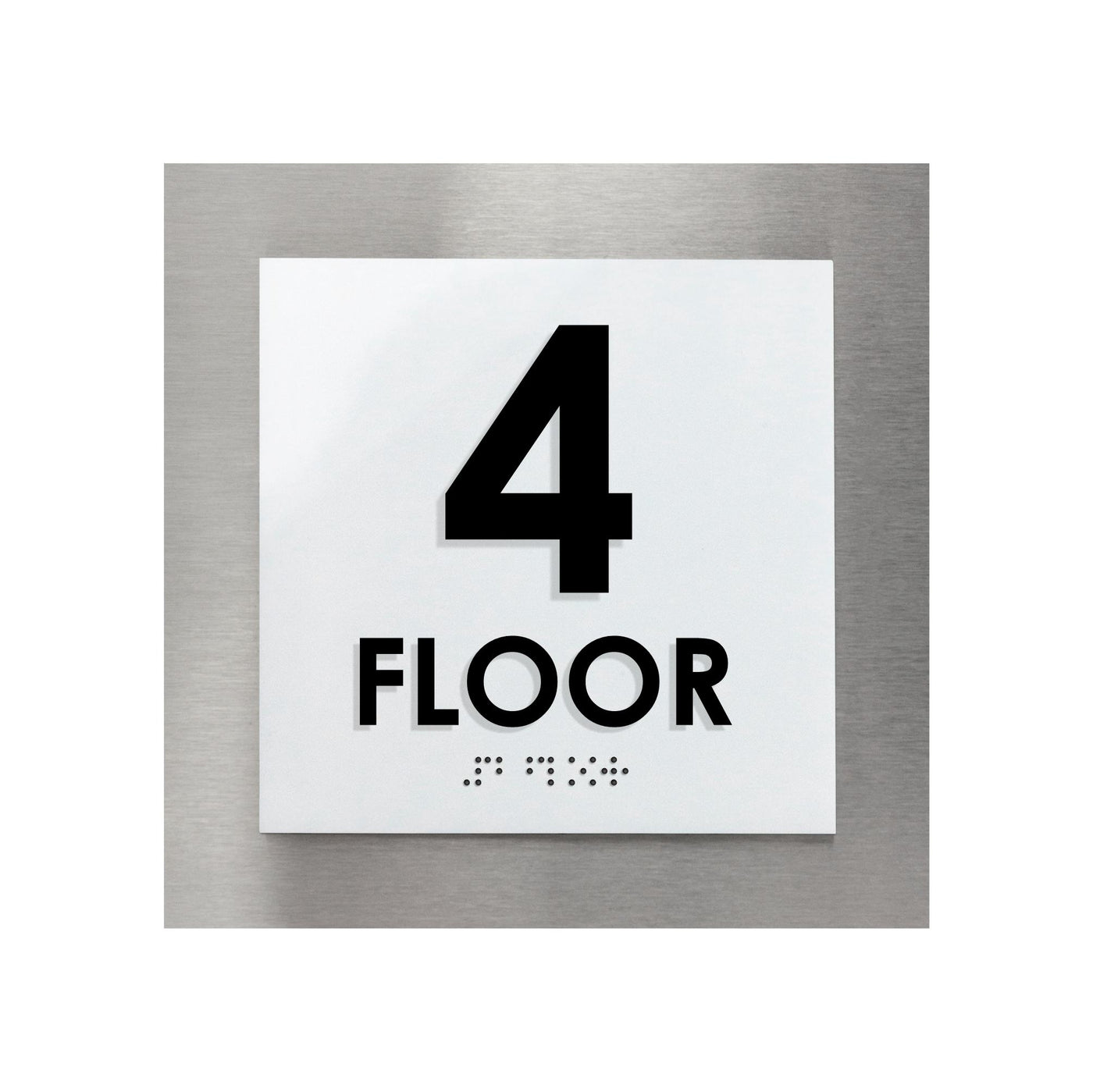 Floor Signs - Sign For 4th Floor - Interior Stainless Steel Sign - "Modern" Design