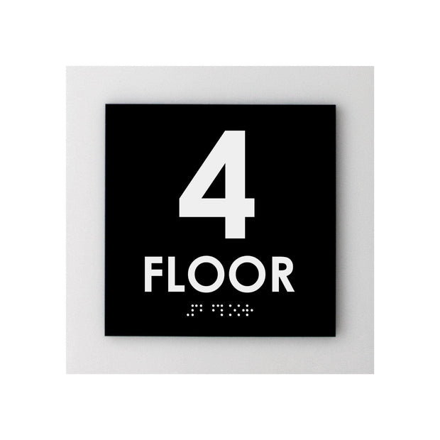 Floor Signs 4th Floor Sign - Interior Acrylic Sign - "Simple" Design