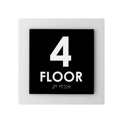 Floor Signs - 4th Floor Sign - Interior Acrylic Sign - "Simple" Design