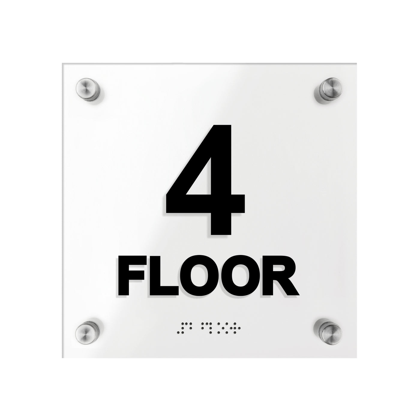 Floor Signs - Acrylic 4th Floor Sign With Braille - "Classic" Design
