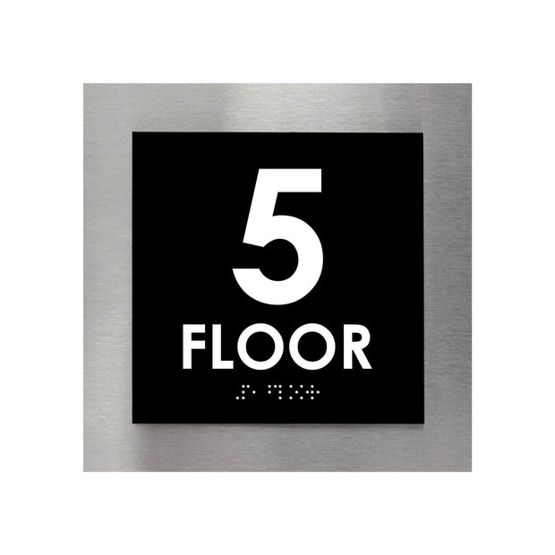 Floor Signs Sign for 5s Floor - Interior Stainless Steel Sign - "Modern" Design