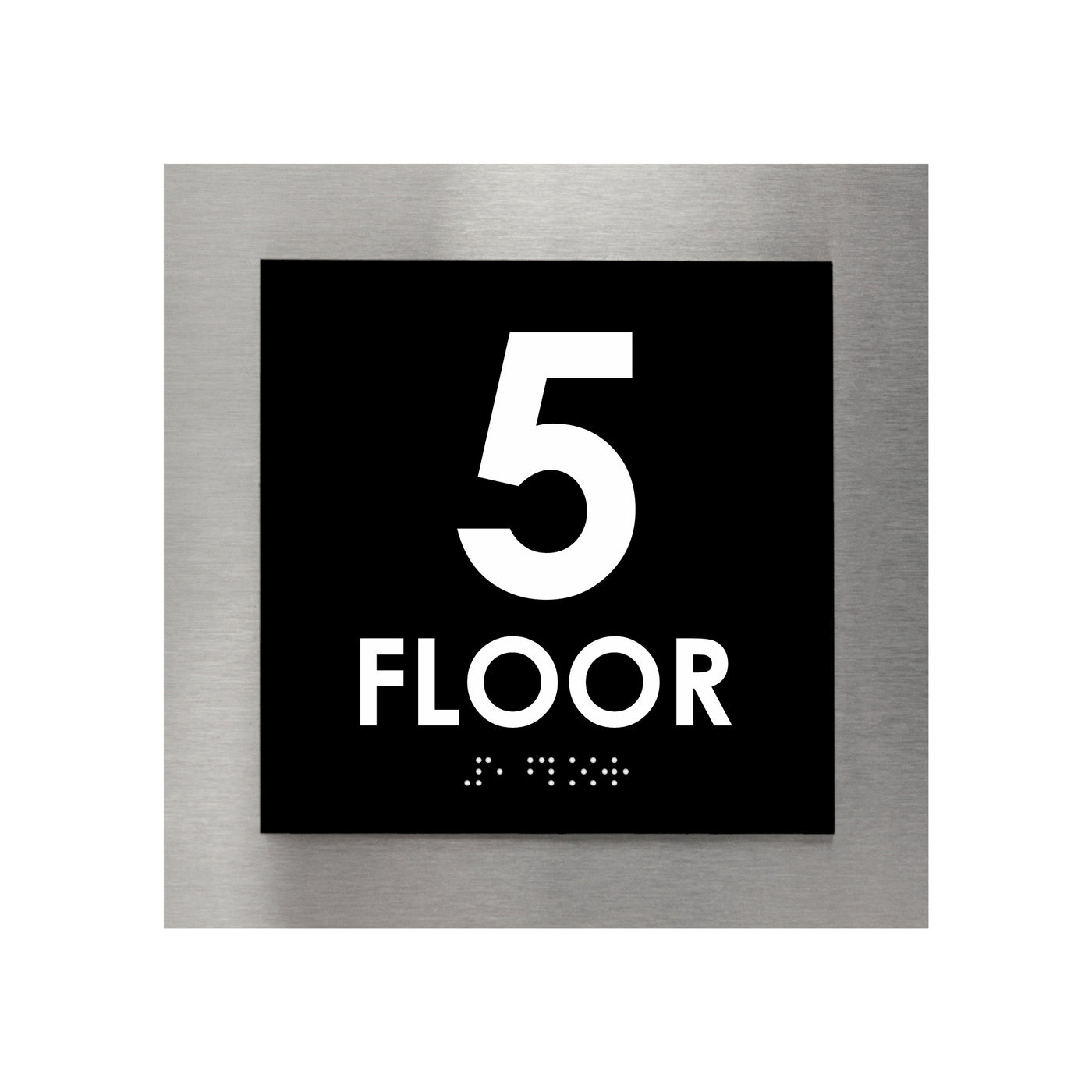 Floor Signs - Sign For 5s Floor - Interior Stainless Steel Sign - "Modern" Design