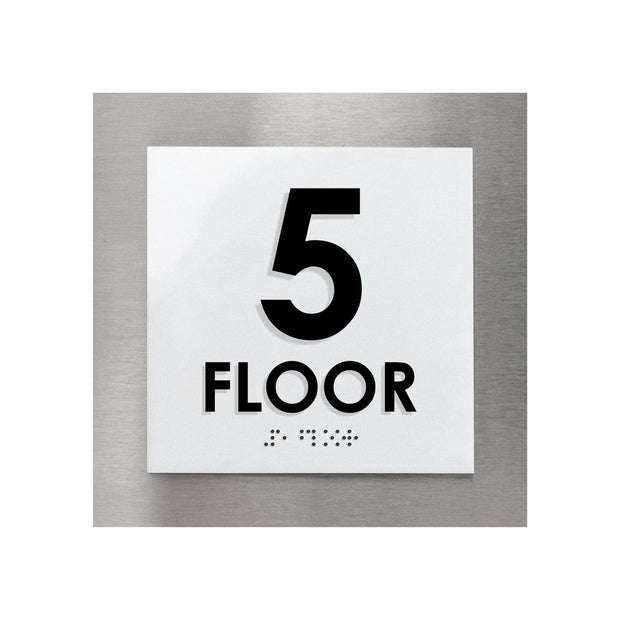 Floor Signs Sign for 5s Floor - Interior Stainless Steel Sign - "Modern" Design