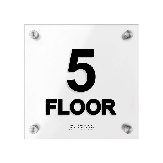 Floor Signs Acrylic 5s Floor Sign with Braille - "Classic" Design