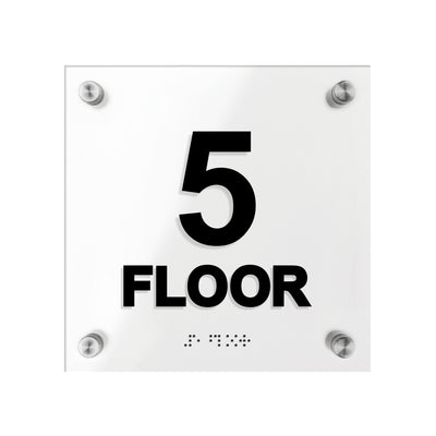 Floor Signs - Acrylic 5s Floor Sign With Braille - "Classic" Design