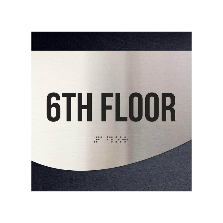 Floor Signs Sign for 6ft Floor - Stainless Steel &amp; Wood Door Plate - "Jure" Design