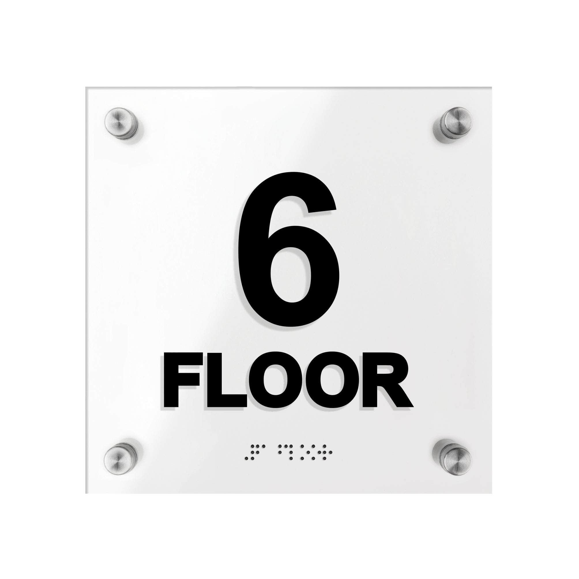 6 Square Feet Sign Example 6th Floor Sign: Acrylic Door Plate with Braille —