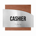 Door Signs Cashier Signs - Stainless steel & Wood Plate - "Wave" Design - Photo #4