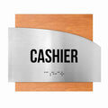 Door Signs Cashier Signs - Stainless steel & Wood Plate - "Wave" Design - Photo #6