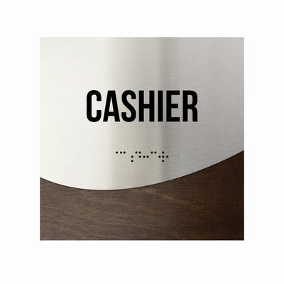 Cashier Sign - Stainless Steel & Wood Door Plate "Jure" Design