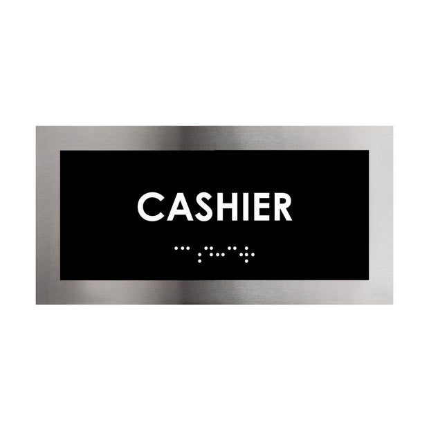 Door Signs Cashier Sign: Stainless Steel Door Plate — "Modern" Design