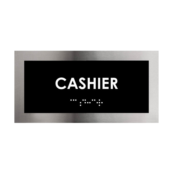 Door Signs Cashier Sign: Stainless Steel Door Plate — "Modern" Design