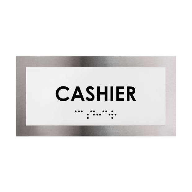 Door Signs Cashier Sign: Stainless Steel Door Plate — "Modern" Design
