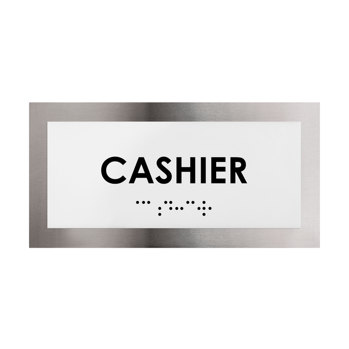 Door Signs Cashier Sign: Stainless Steel Door Plate — "Modern" Design