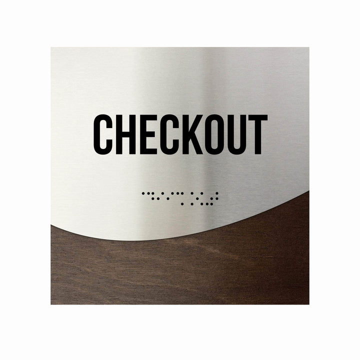 Checkout Signs - Stainless steel & Wood Door Plate "Jure" Design