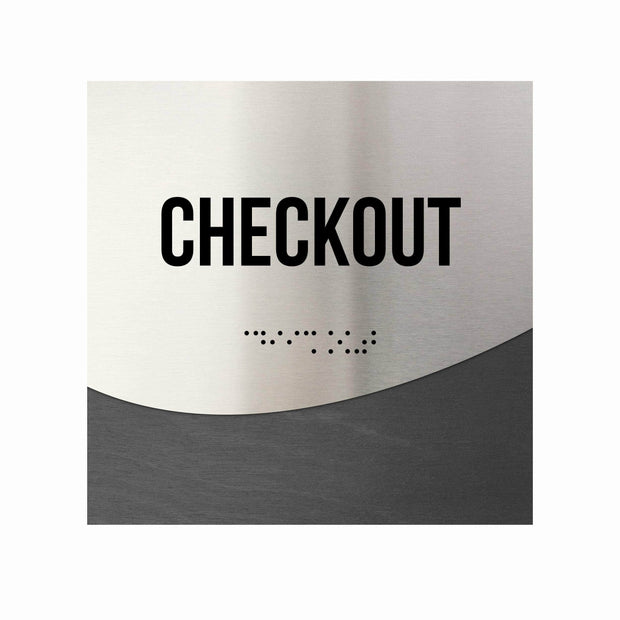 Checkout Signs - Stainless steel & Wood Door Plate "Jure" Design