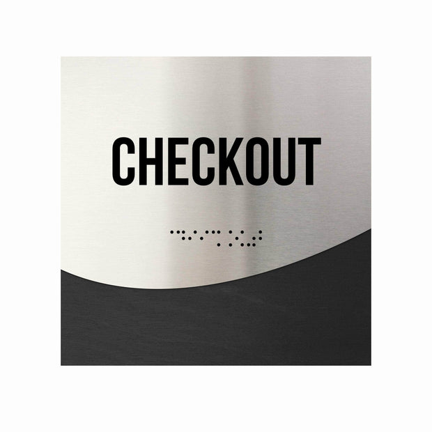 Checkout Signs - Stainless steel & Wood Door Plate "Jure" Design
