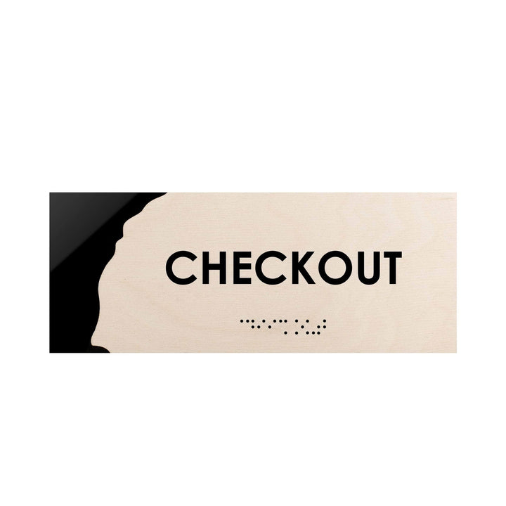Door Signs Checkout Sign - Wood Door Plate - "Sherwood" Design