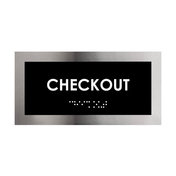 Door Signs Checkout Sign Stainless Steel Plate - "Modern" Design