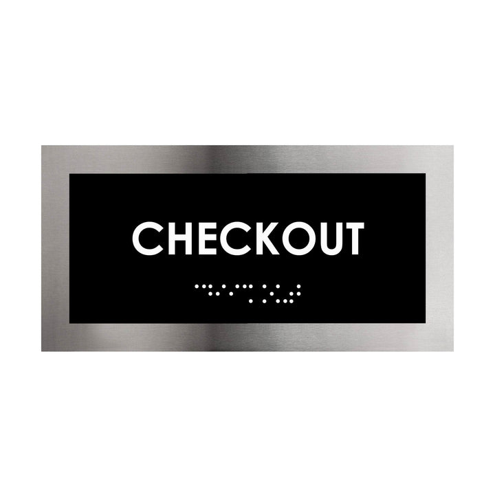 Door Signs Checkout Sign Stainless Steel Plate - "Modern" Design