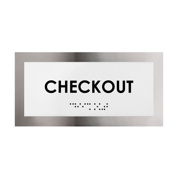 Door Signs Checkout Sign Stainless Steel Plate - "Modern" Design