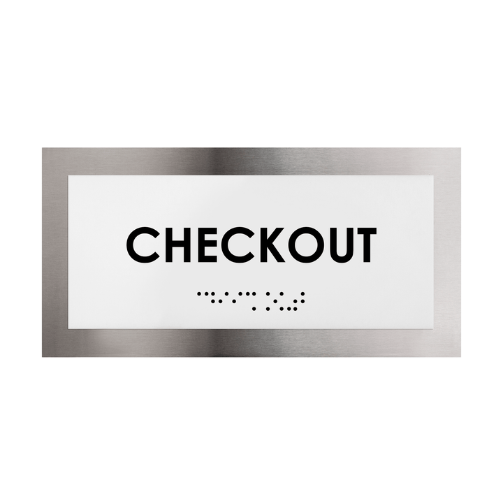 Door Signs Checkout Sign Stainless Steel Plate - "Modern" Design