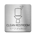 Information signs Clean Restroom Sign: Stainless Steel & Acrylic Sign - Photo #1