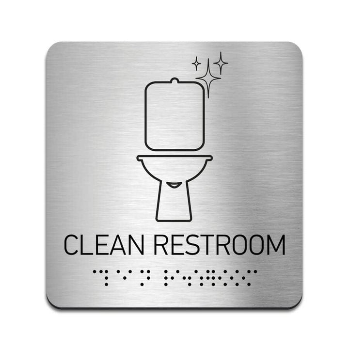 Information signs Clean Restroom Sign: Stainless Steel & Acrylic Sign
