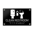 Information signs Clean Restroom Sign Braille - Black Acrylic - Photo #4