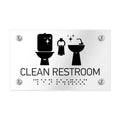 Information signs Clean Restroom Sign Braille - Clear Acrylic - Photo #2